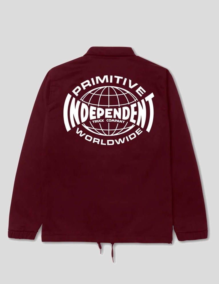 Chaqueta PRIMITIVE x independent global coaches jacket burgundy